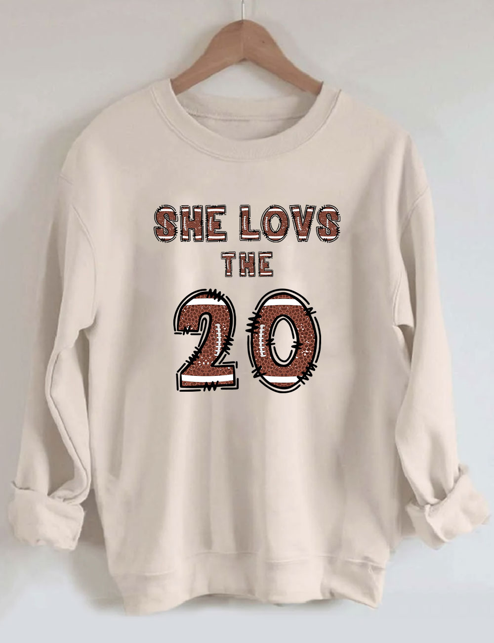 She Loves The Football Custom Number Sweatshirt