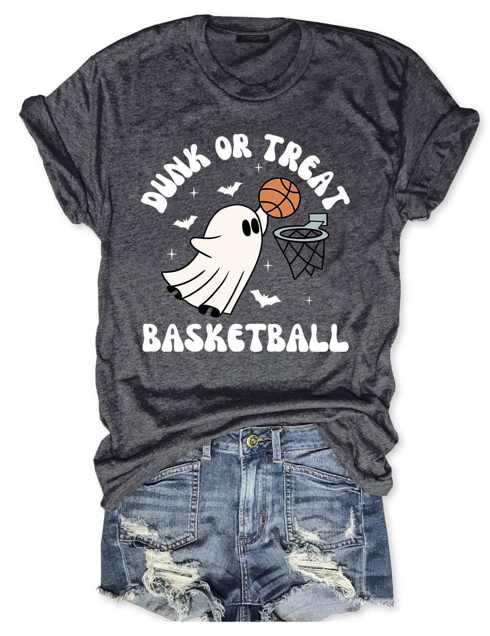 Dunk Or Treat Halloween Ghost Basketball T-shirt