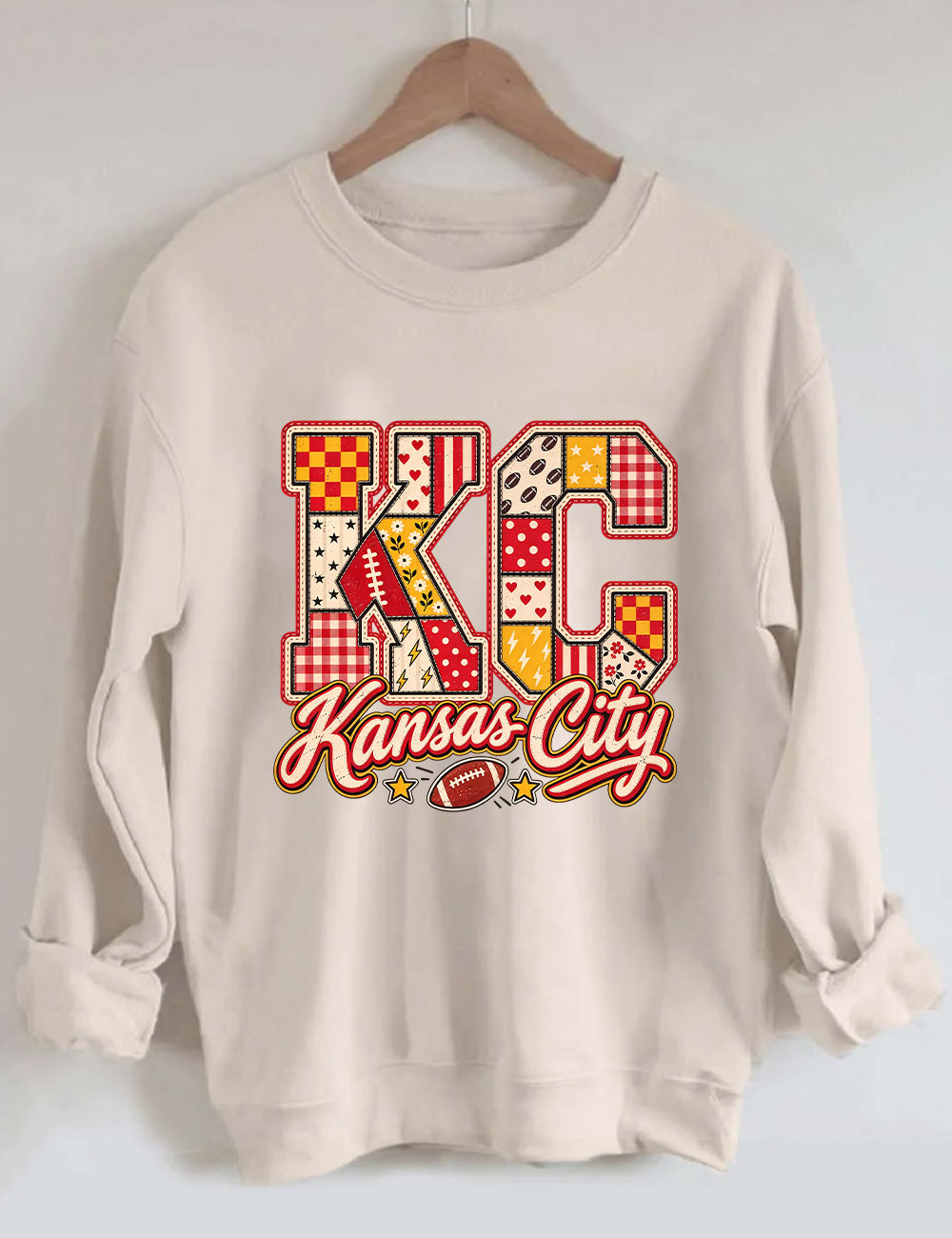 KC Kansas City Patchwork Football Sweatshirt