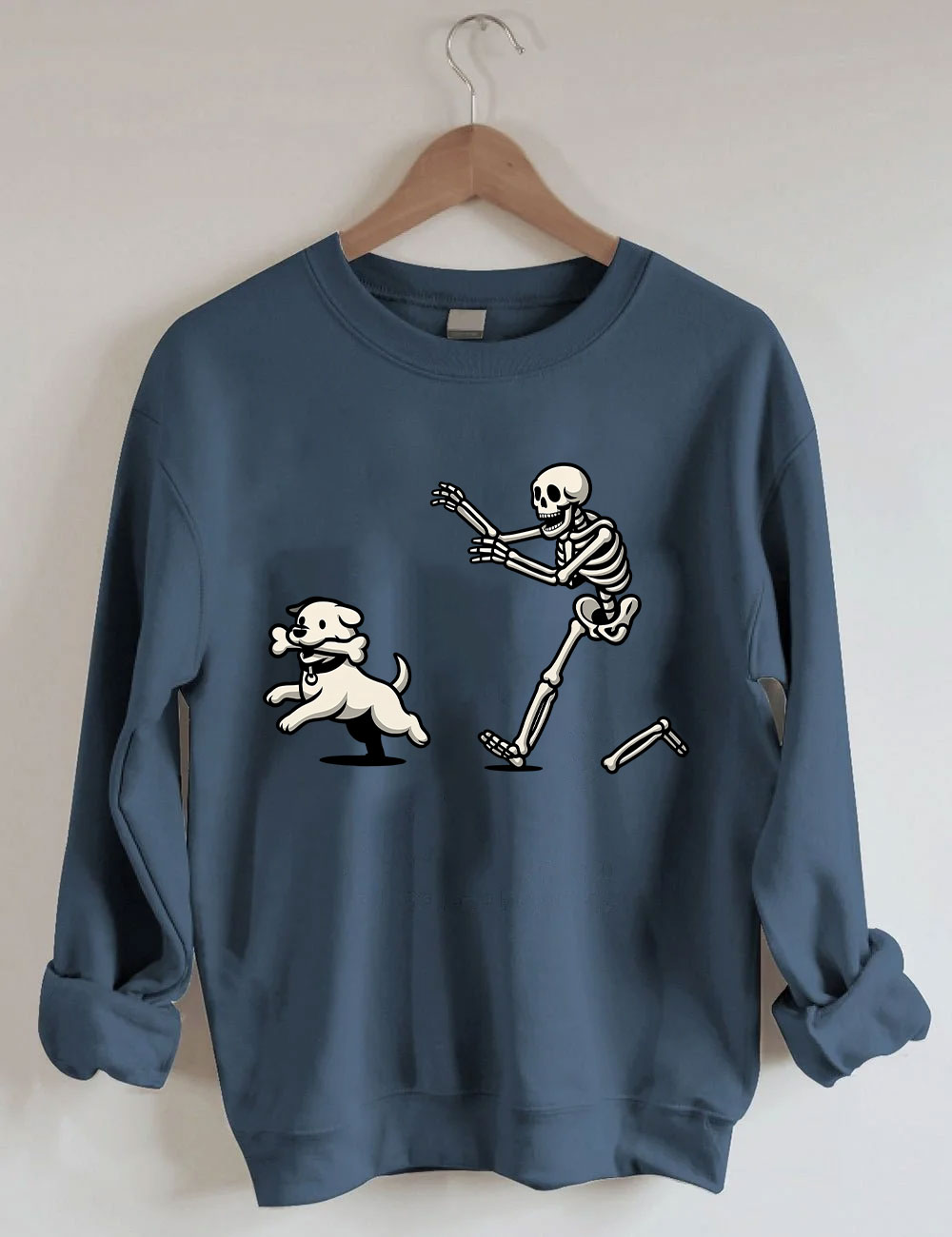 Funny Skeleton Dog Chase Sweatshirt