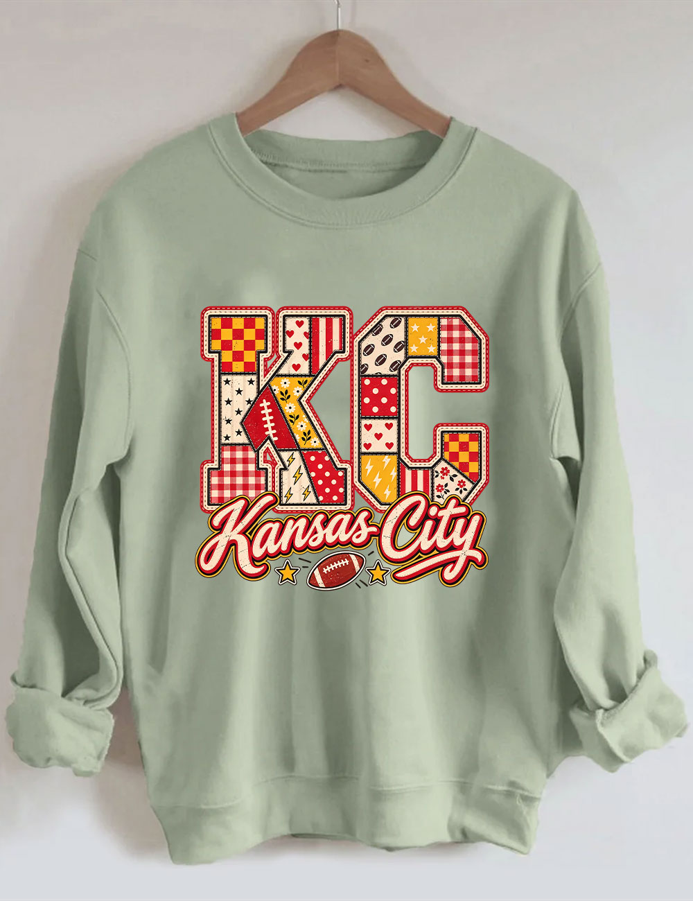 KC Kansas City Patchwork Football Sweatshirt