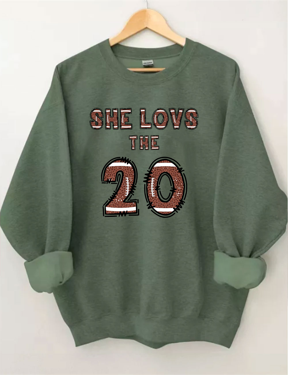 She Loves The Football Custom Number Sweatshirt