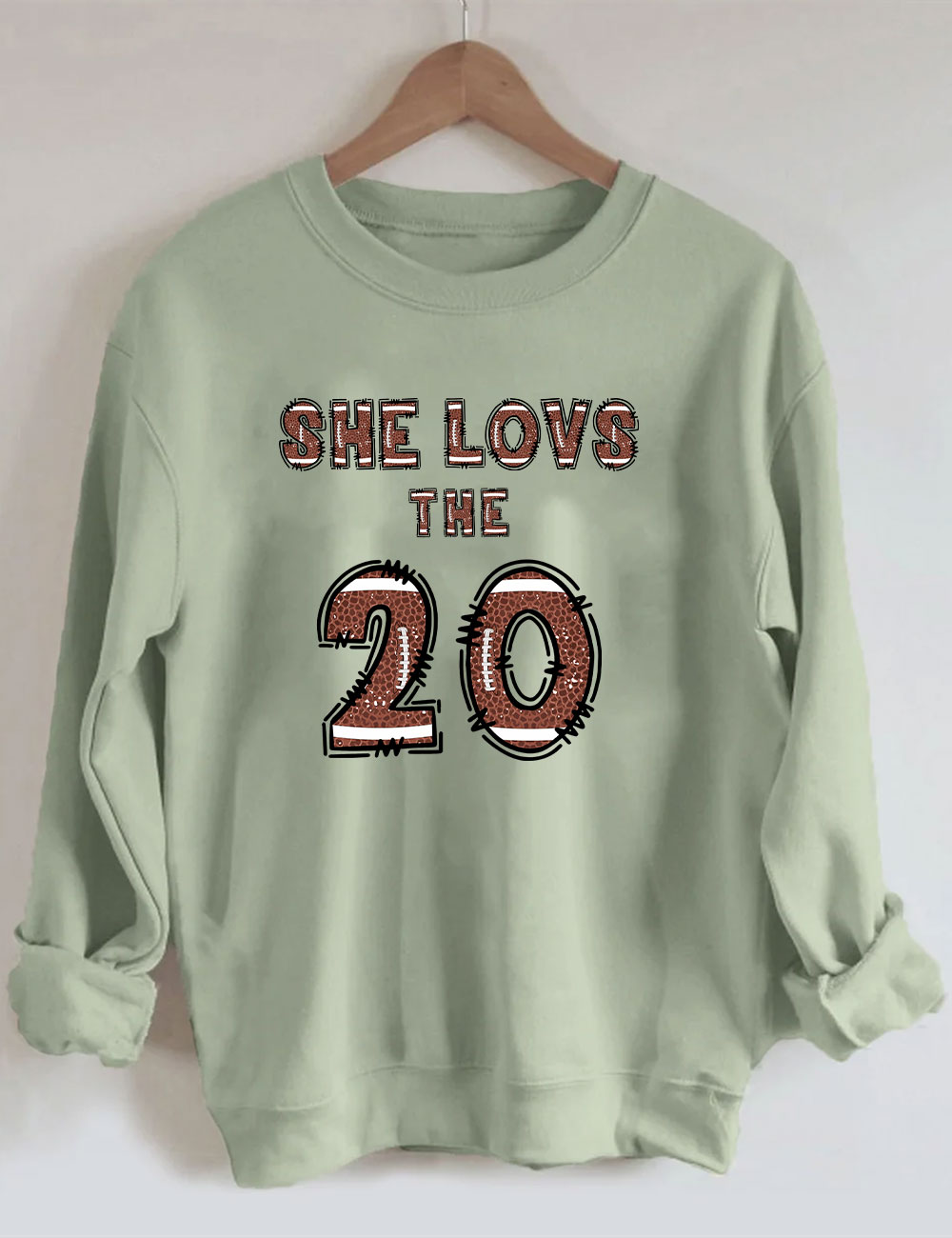 She Loves The Football Custom Number Sweatshirt