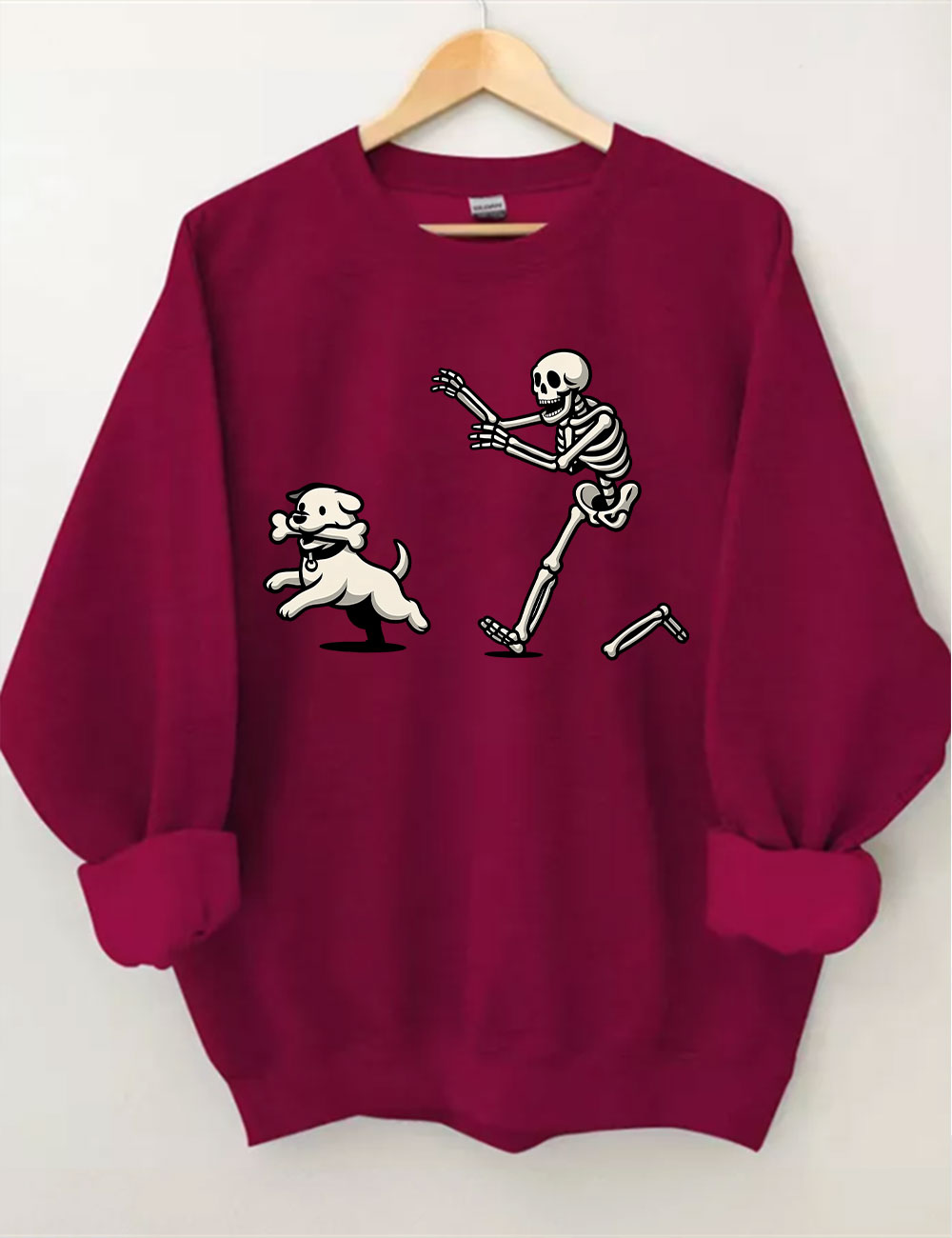 Funny Skeleton Dog Chase Sweatshirt