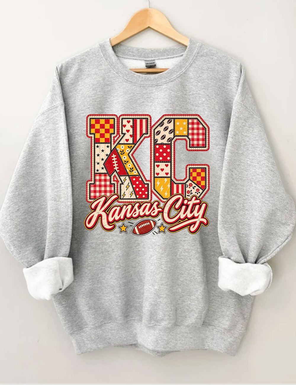 KC Kansas City Patchwork Football Sweatshirt