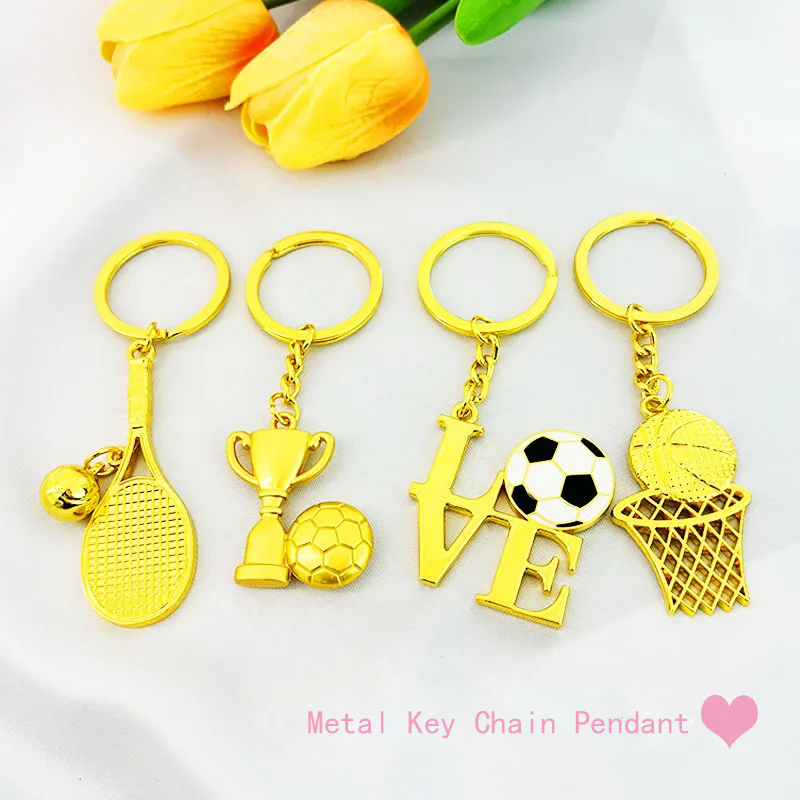 Metal Bowling Ball Keychain Sports Meeting Badminton Football Gift Golf Pendant Tennis Table Tennis Key