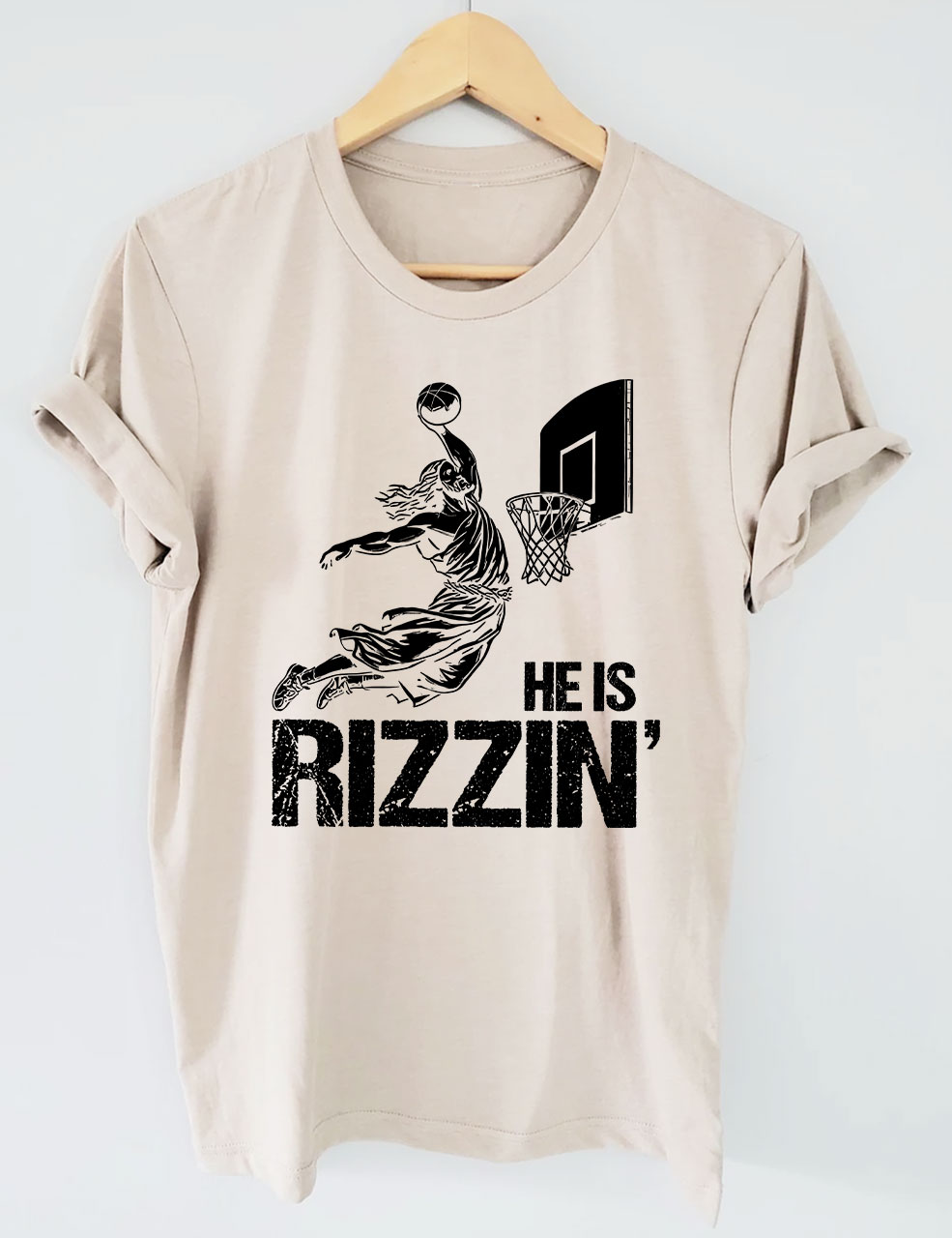 He is Rizzin Funny Jesus Playing Basketball T-shirt