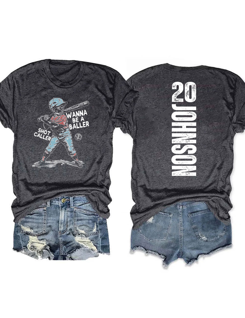 Custom Wanna be a baller shot caller Retro Baseball T-Shirt