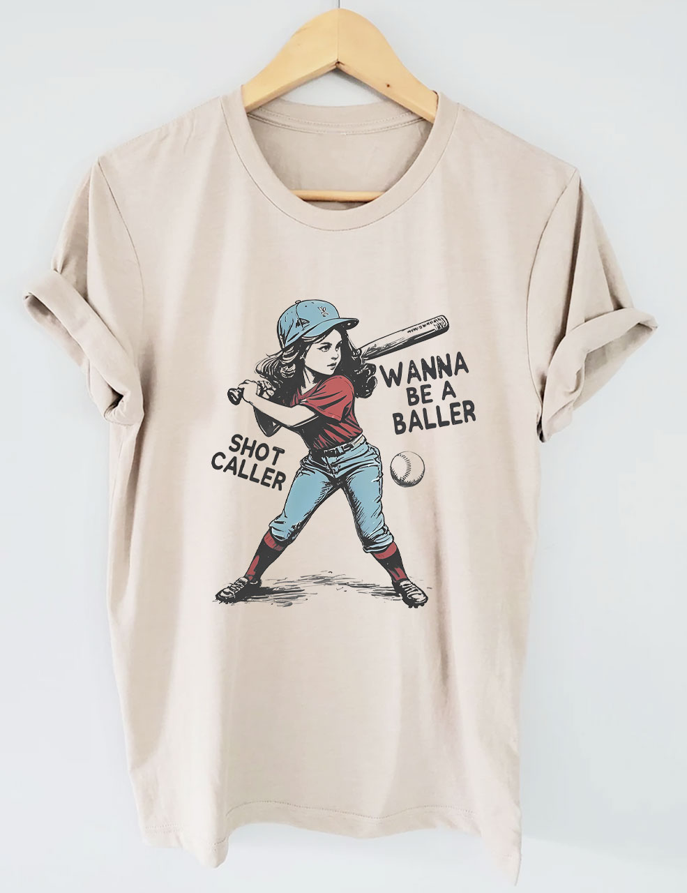 Wanna be a baller shot caller Retro baseball T-shirt