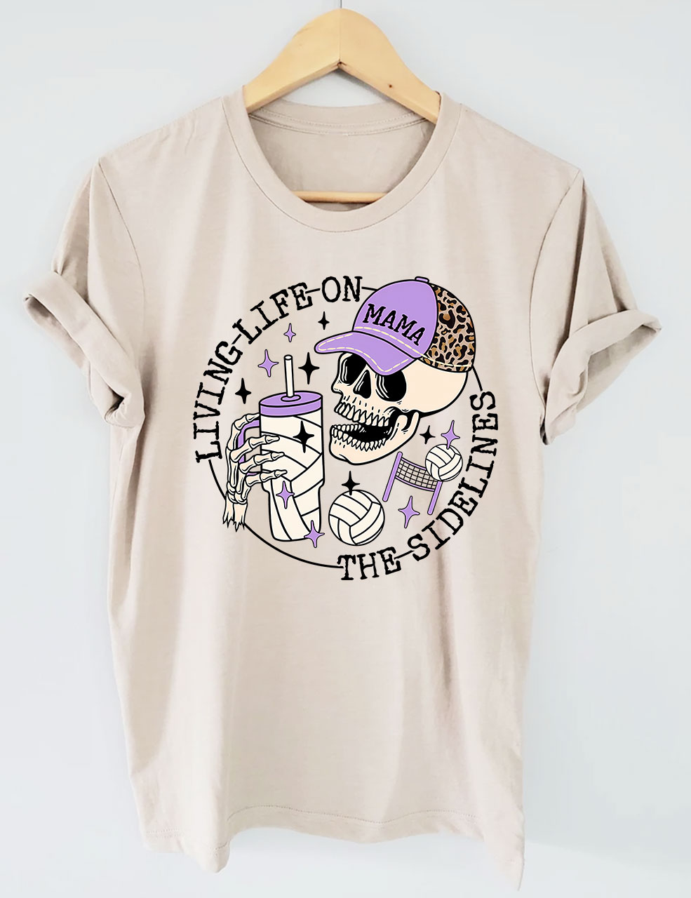 Living Life on the Bleachers Mama Skull Baseball Mom T-shirt