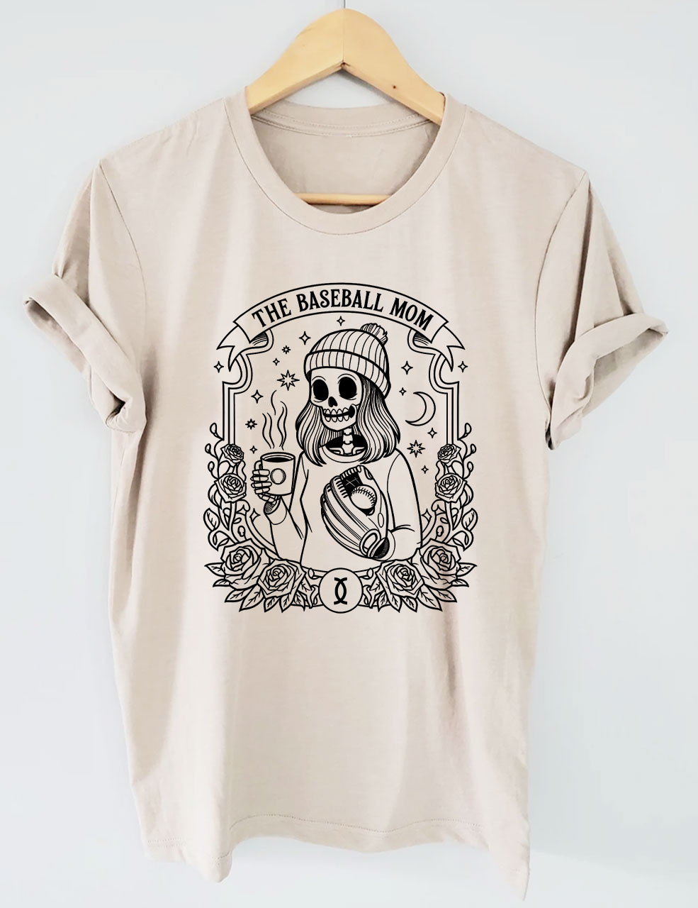 Funny Skeleton Baseball Mom Tarot Card T-shirt