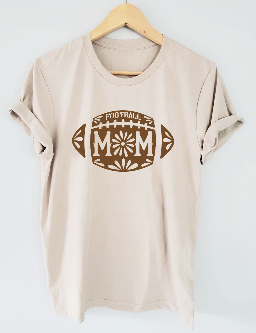 Floral Football Football Mom T-shirt