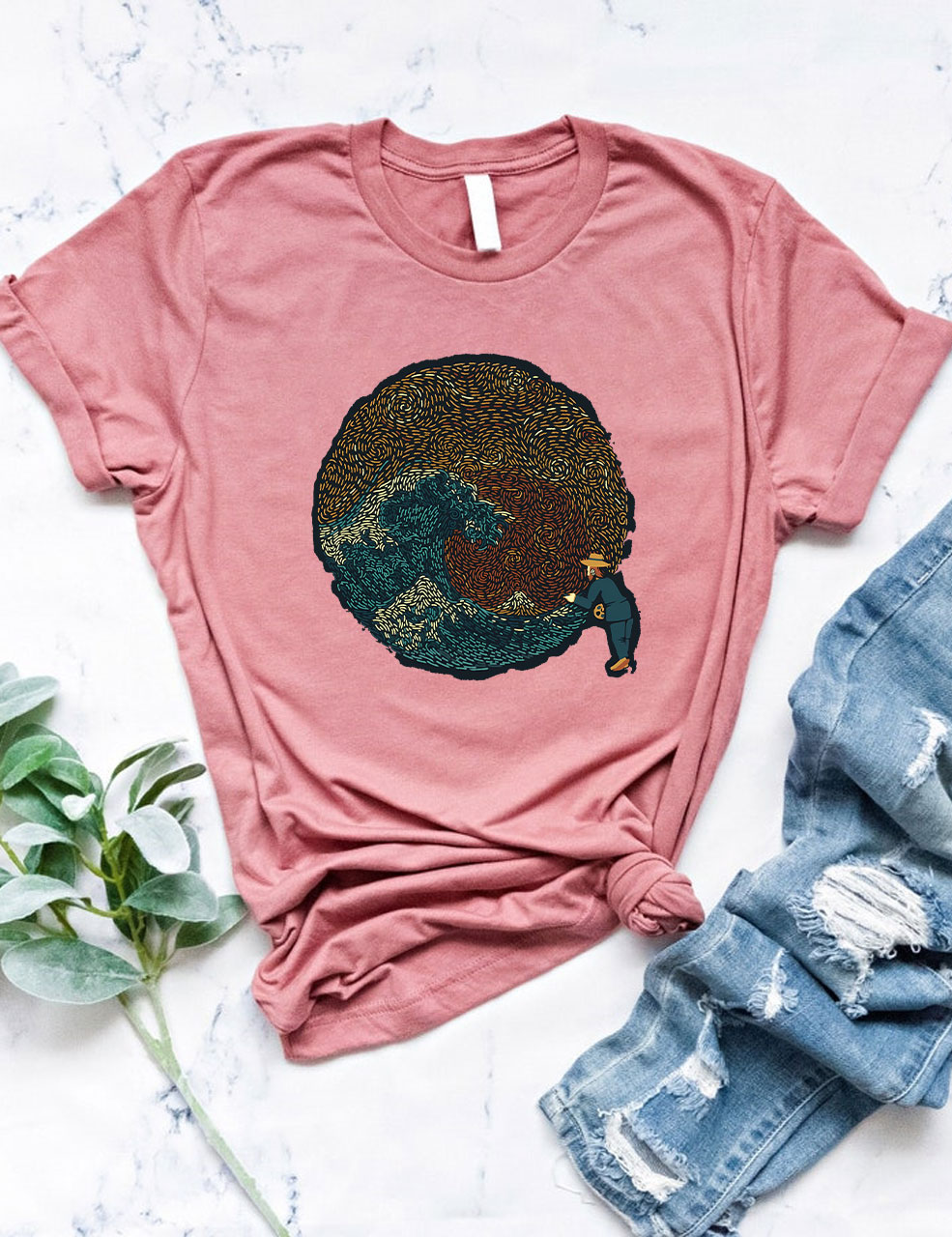 The Great Wave off Van Gogh by Tobe Fonseca Funny T-Shirt