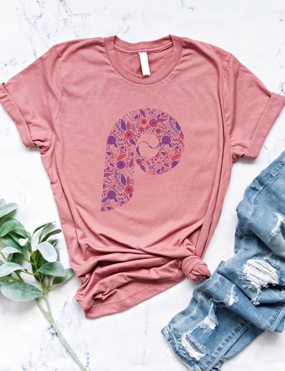 Floral Philly Baseball T-Shirt