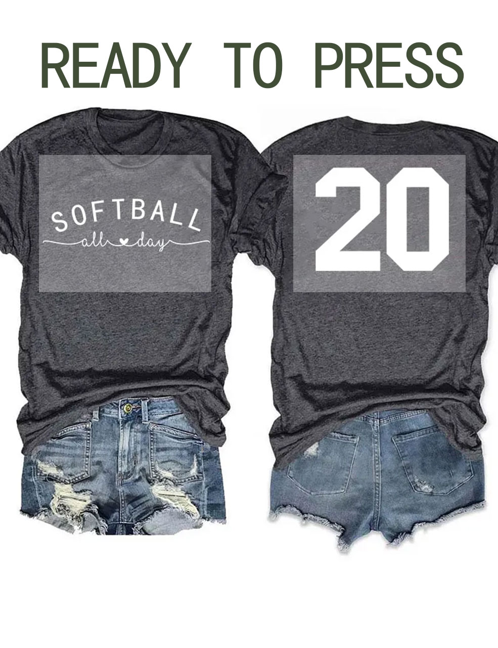 Softball All Day Custom DTF Heat Transfer