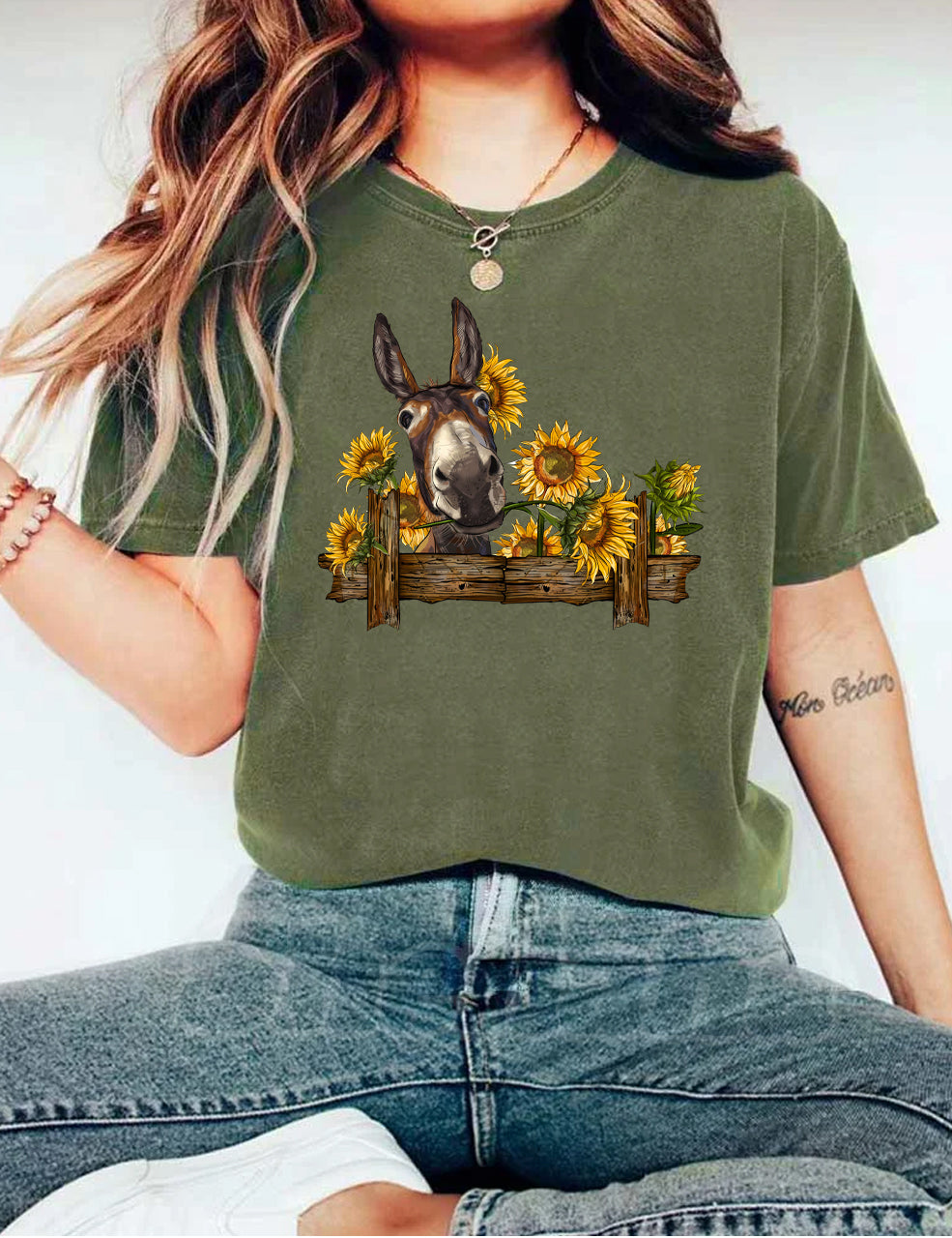 Donkey With Sunflowers T-shirt