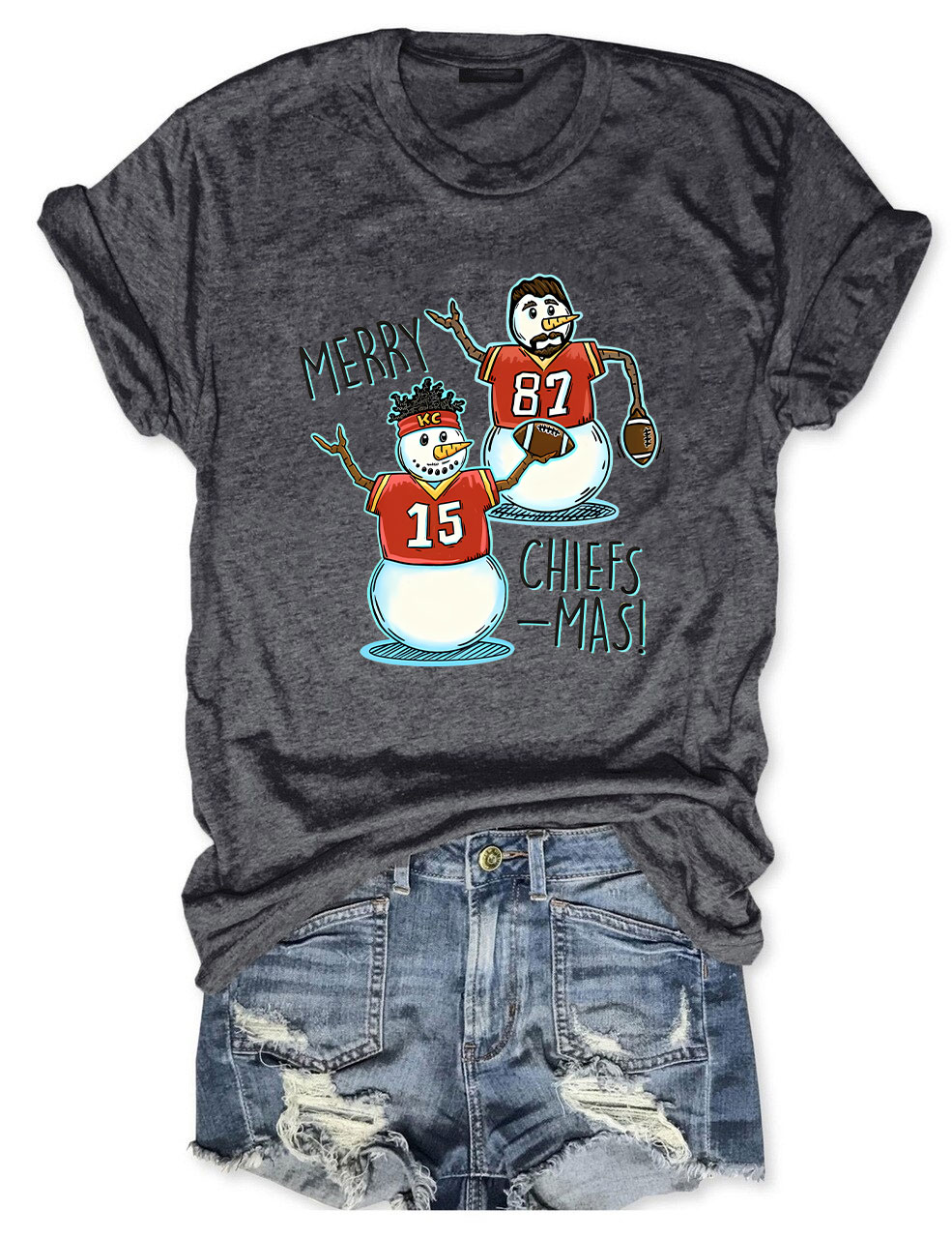 Patrick Mahomes & Travis Kelce Christmas Chiefs Football T-Shirt