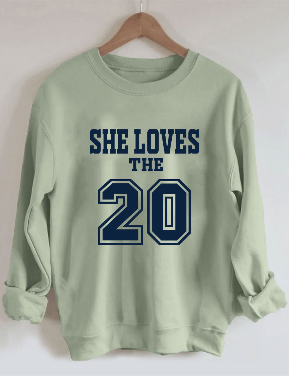 She Loves The Football Custom Number Sweatshirt