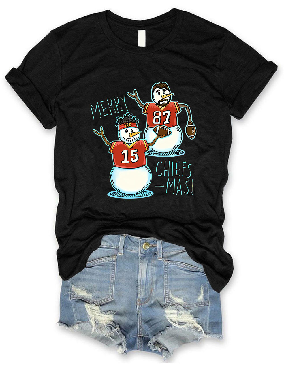 Patrick Mahomes & Travis Kelce Christmas Chiefs Football T-Shirt