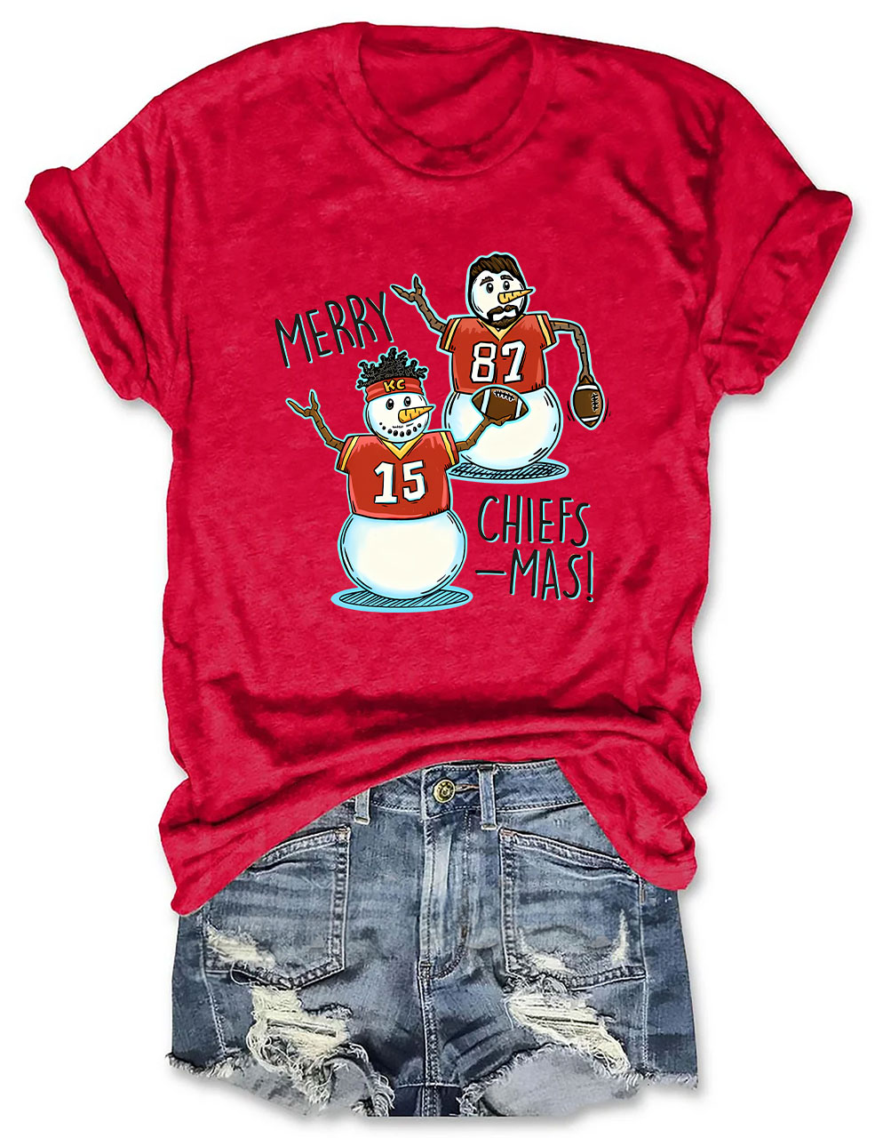 Patrick Mahomes & Travis Kelce Christmas Chiefs Football T-Shirt