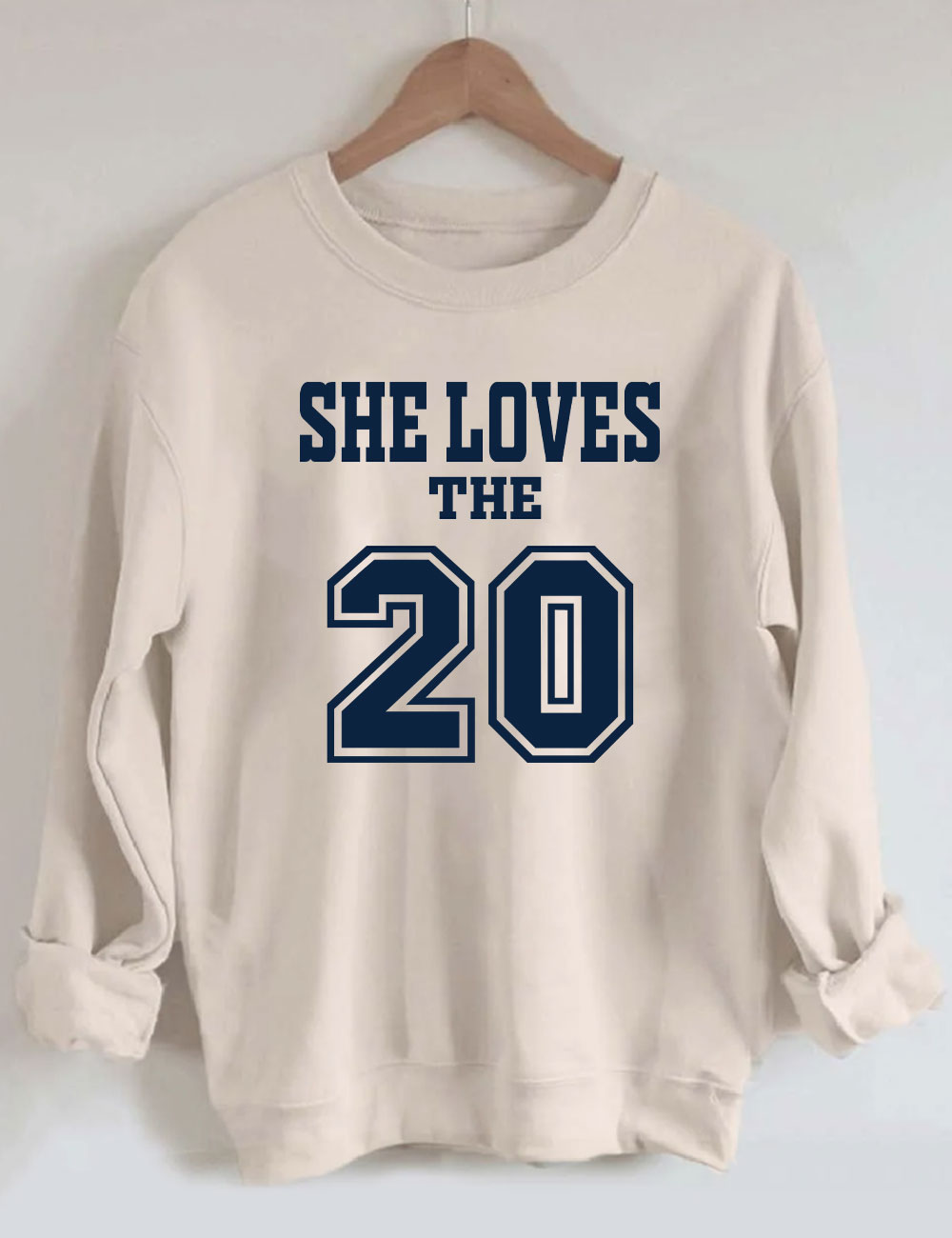 She Loves The Football Custom Number Sweatshirt