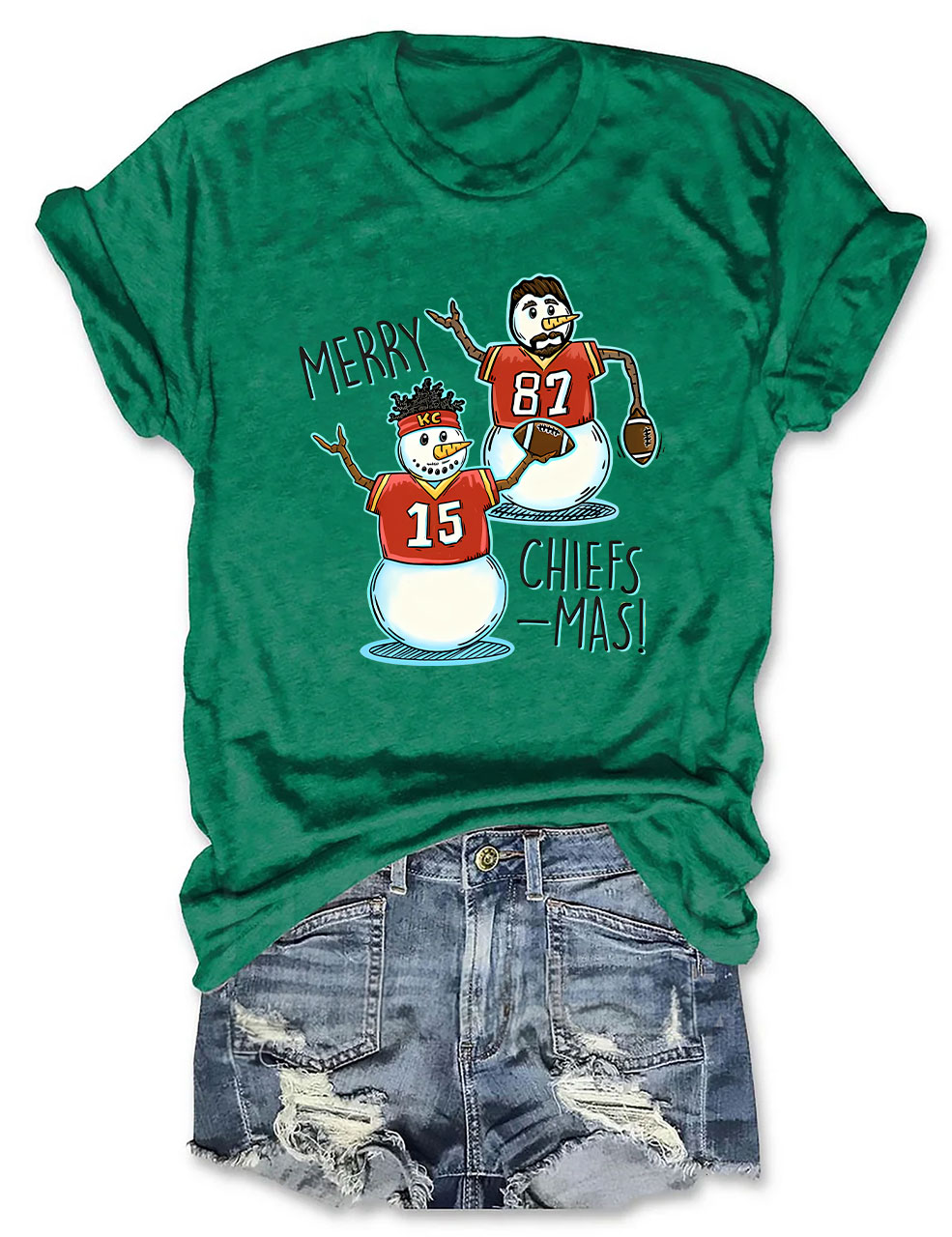 Patrick Mahomes & Travis Kelce Christmas Chiefs Football T-Shirt