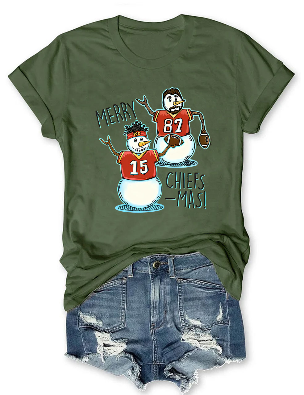 Patrick Mahomes & Travis Kelce Christmas Chiefs Football T-Shirt