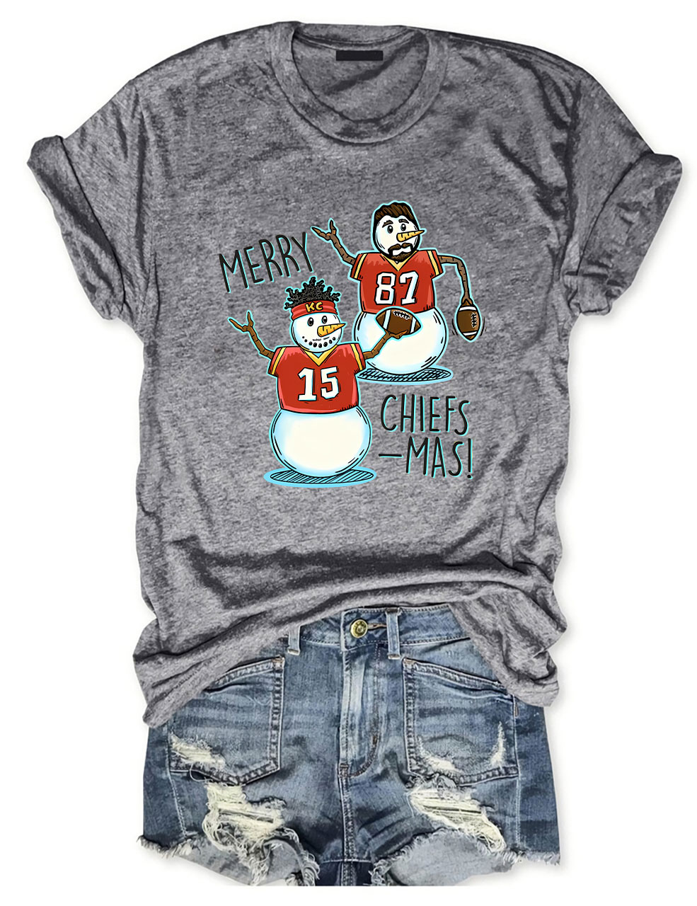Patrick Mahomes & Travis Kelce Christmas Chiefs Football T-Shirt