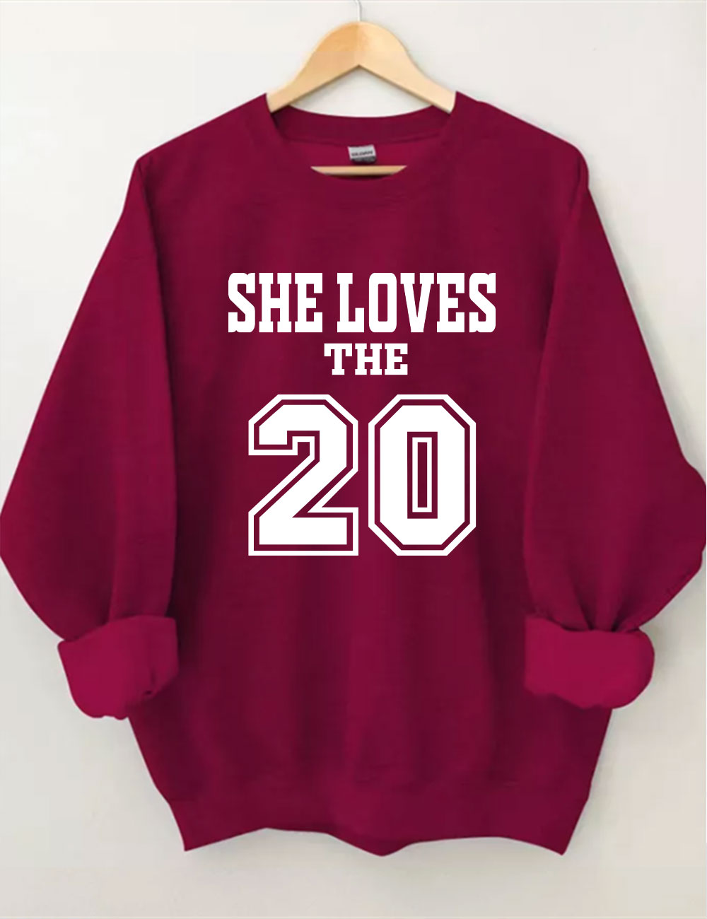She Loves The Football Custom Number Sweatshirt