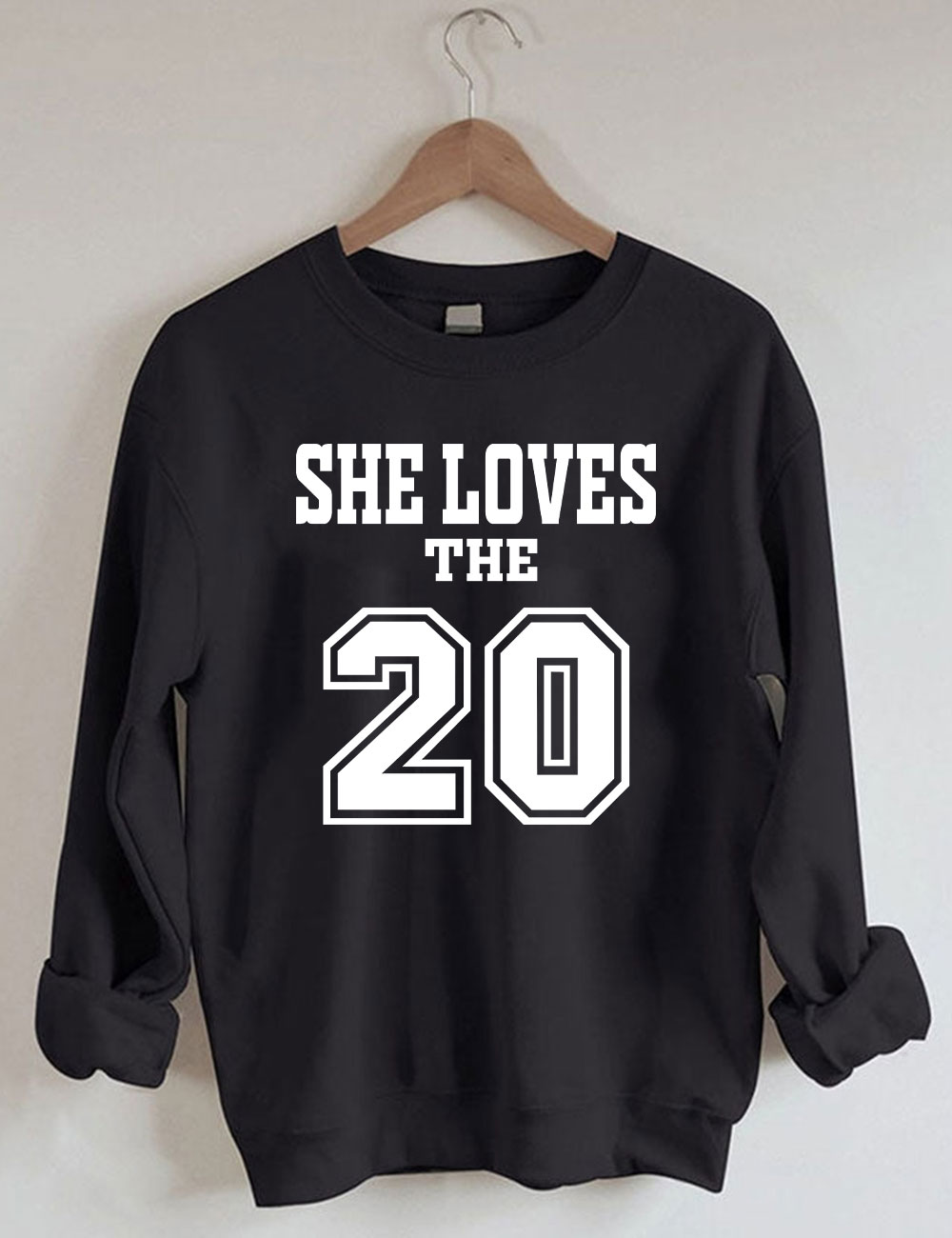She Loves The Football Custom Number Sweatshirt