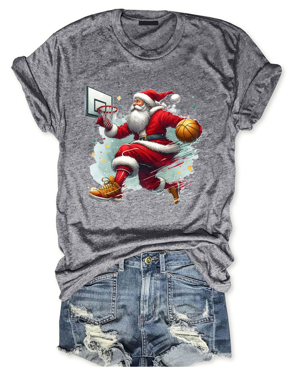 Funny Basketball Santa Merry Christmas T-shirt