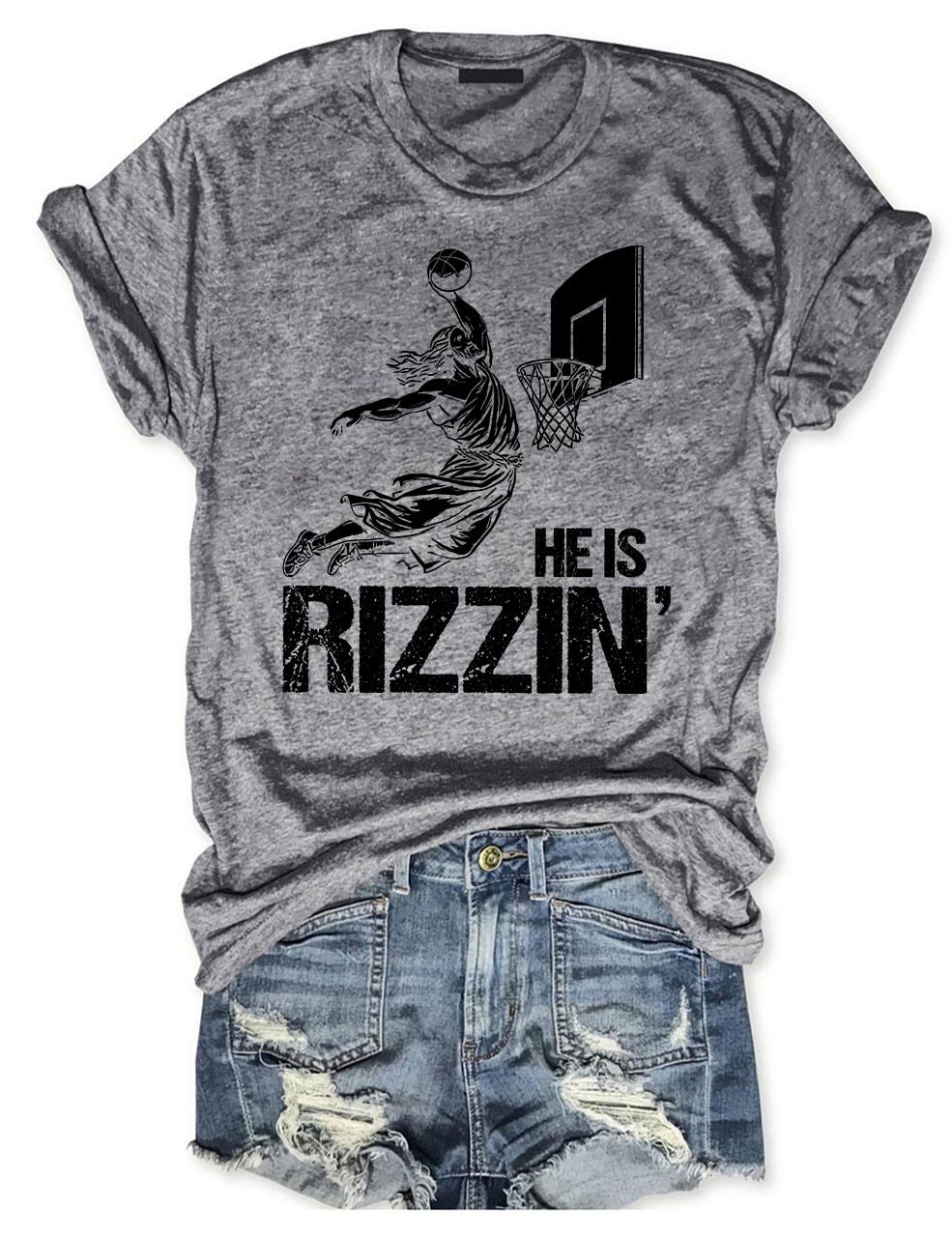 He is Rizzin Funny Jesus Playing Basketball T-shirt