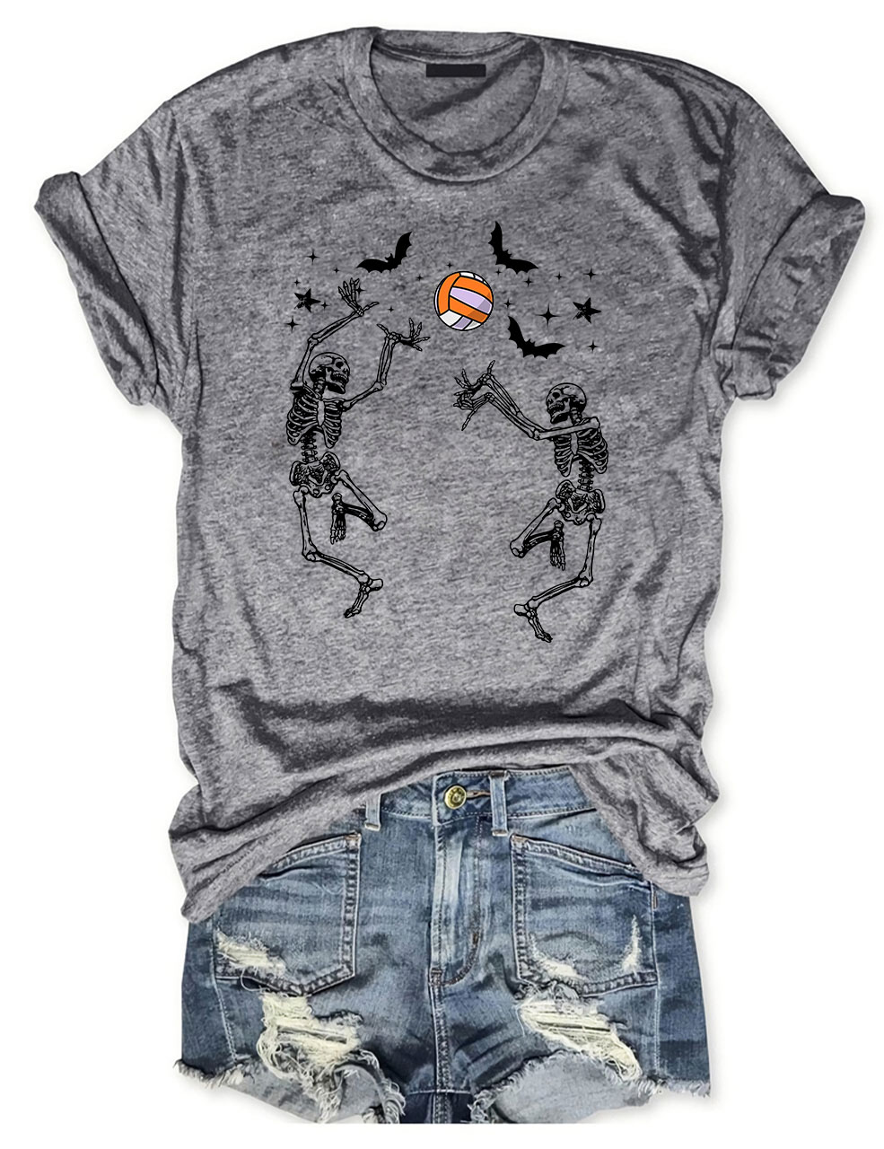 [图片] Dancing Skeletons Funny Halloween Volleyball T-shirt