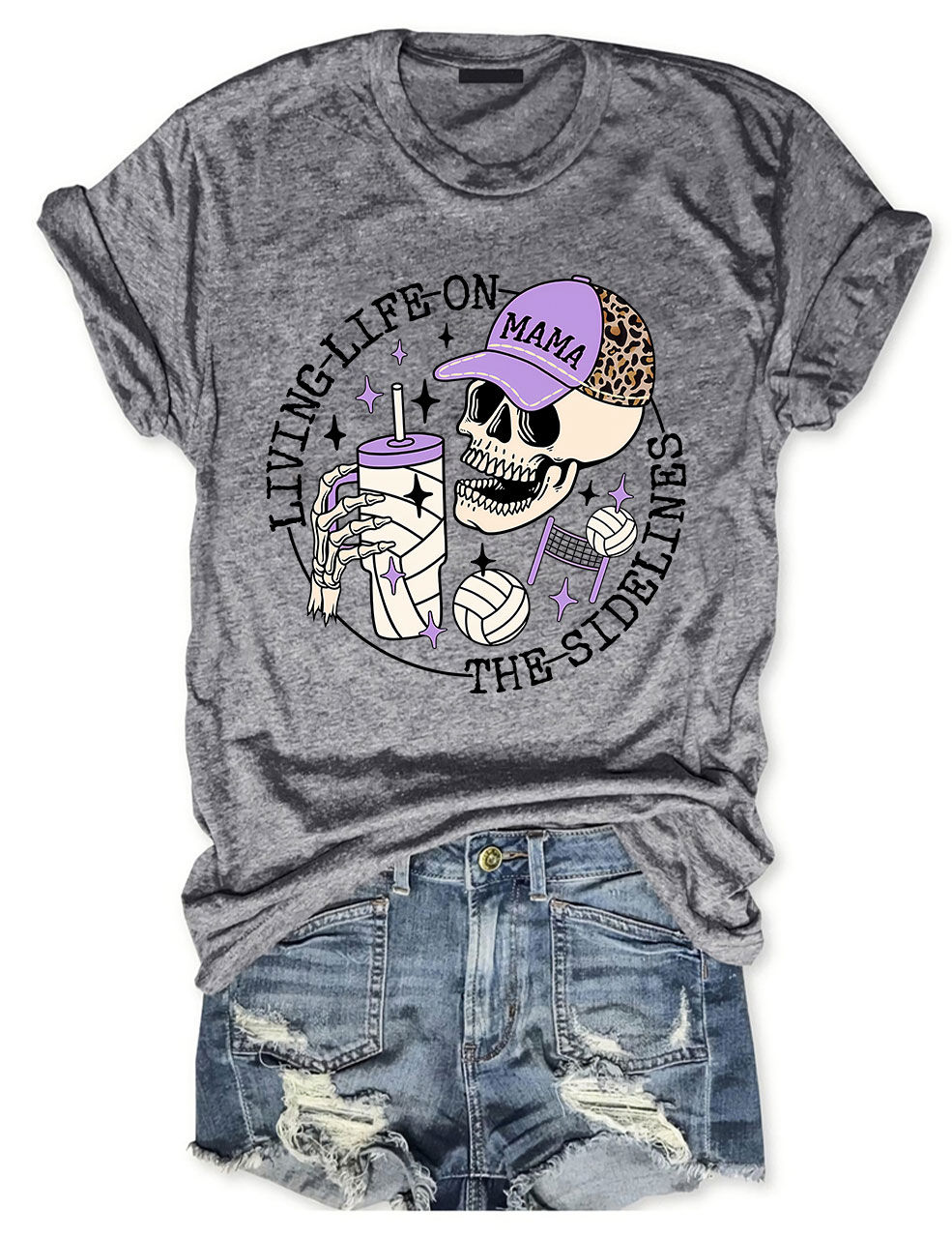 Living Life on the Bleachers Mama Skull Baseball Mom T-shirt