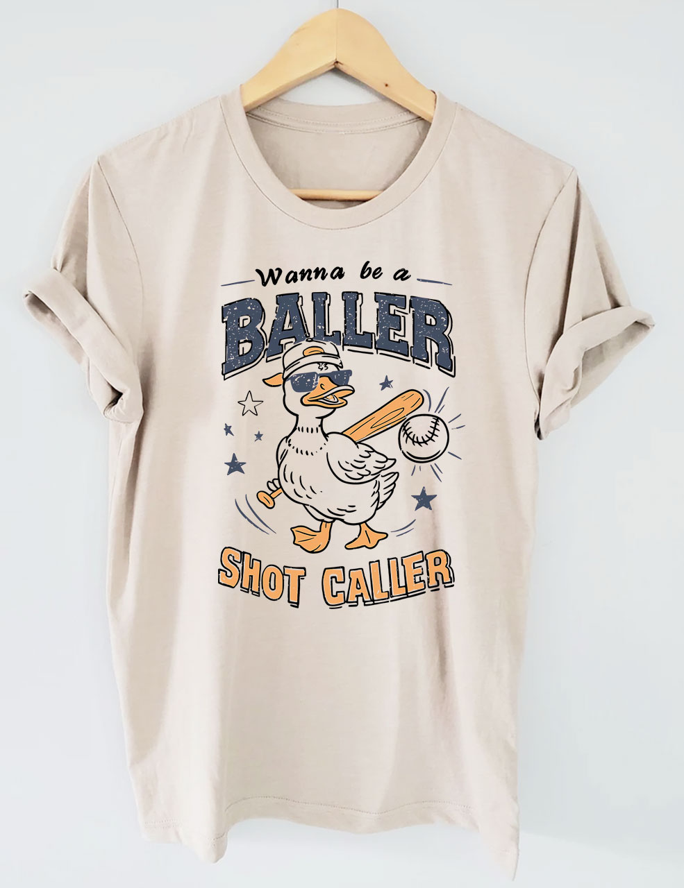 Wanna Be A Baller Shot Caller Funny Baseball T-Shirt