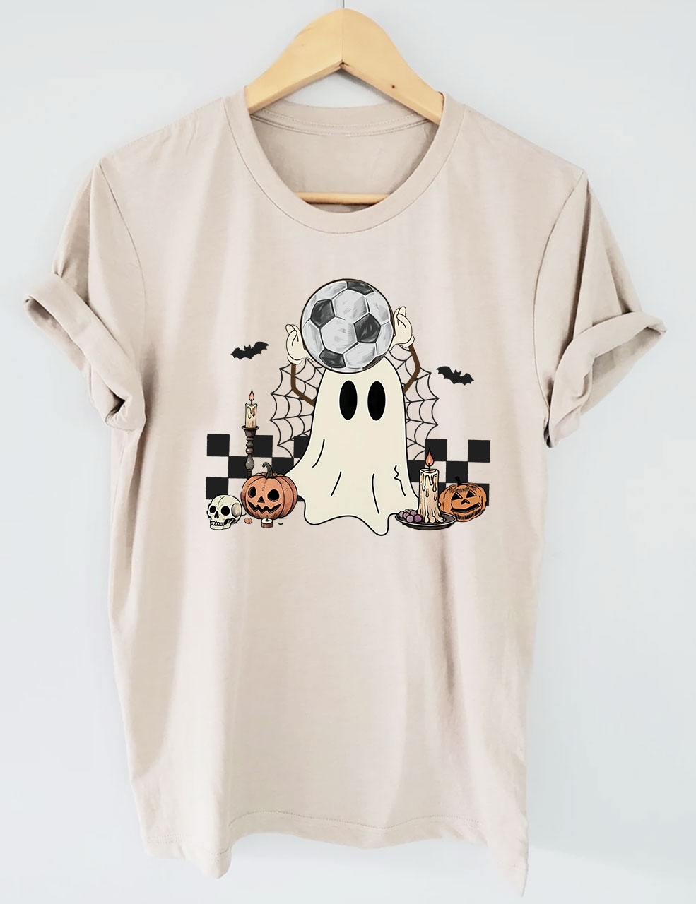 Retro Ghost Soccer Halloween T-Shirt