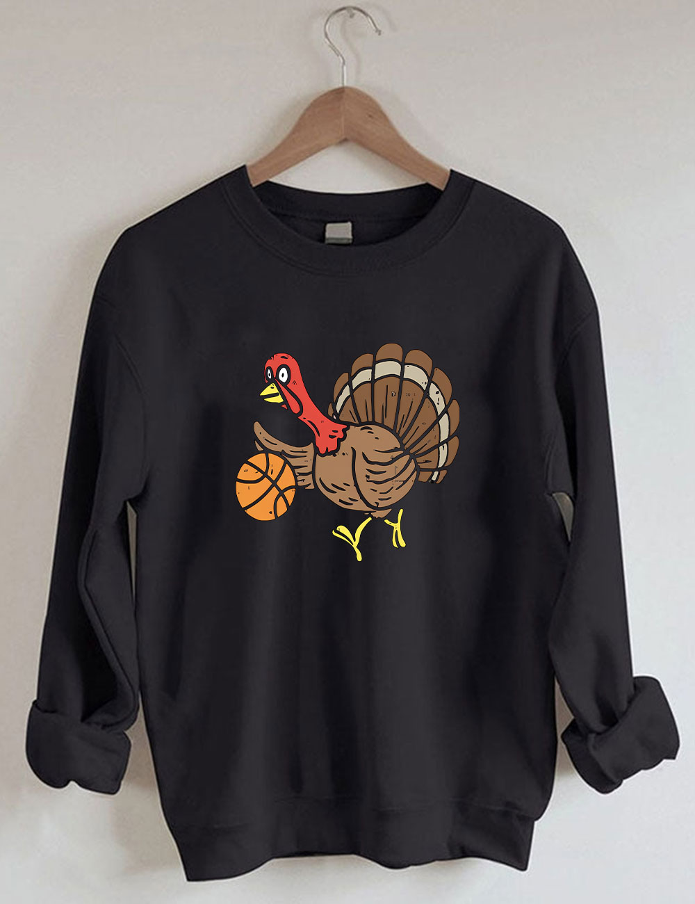 Cute Turkey Playing Basketball Sweatshirt