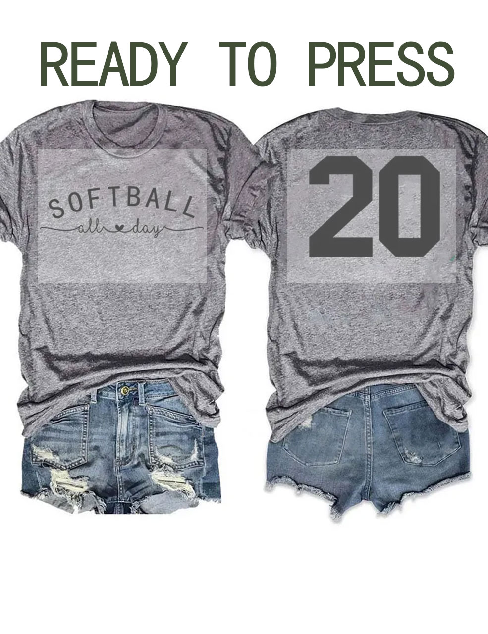 Softball All Day Custom DTF Heat Transfer