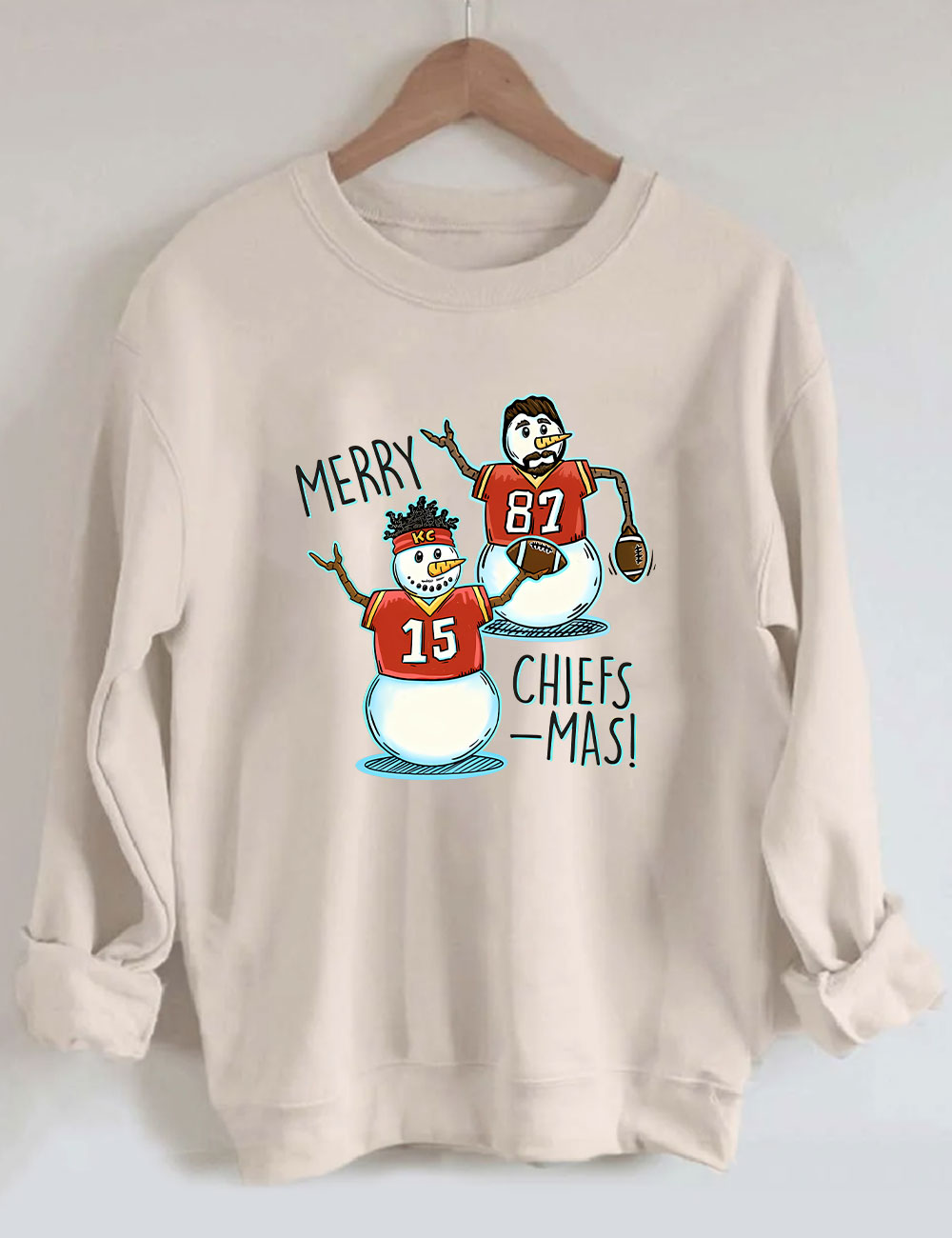 Patrick Mahomes & Travis Kelce Christmas Chiefs Football Sweatshirt