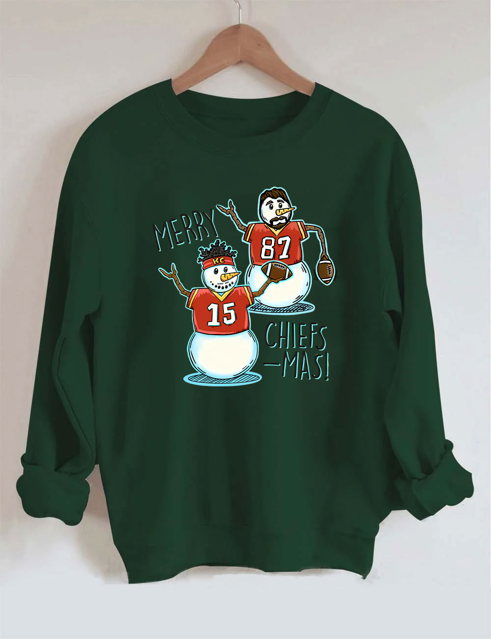 Patrick Mahomes & Travis Kelce Christmas Chiefs Football Sweatshirt
