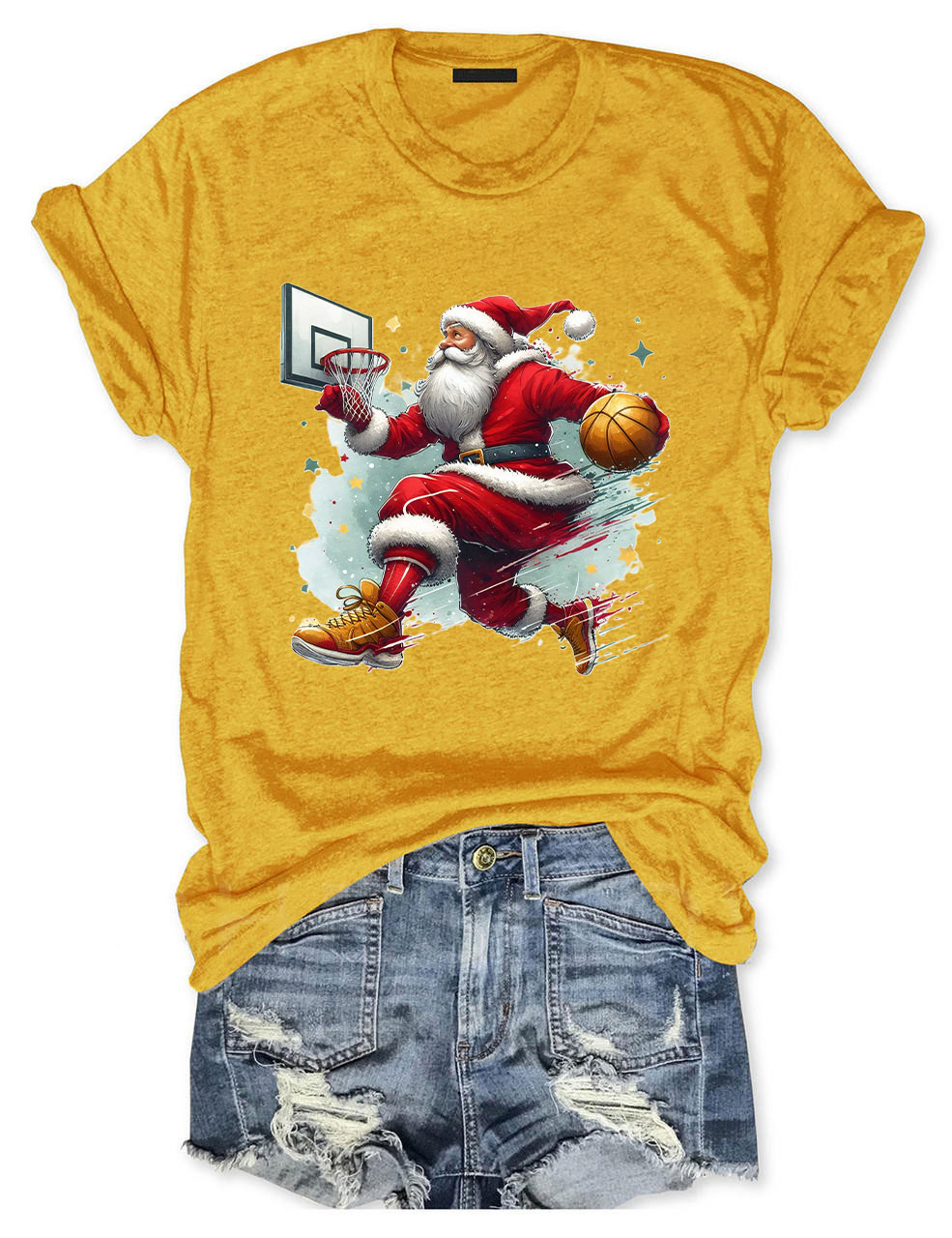 Funny Basketball Santa Merry Christmas T-shirt