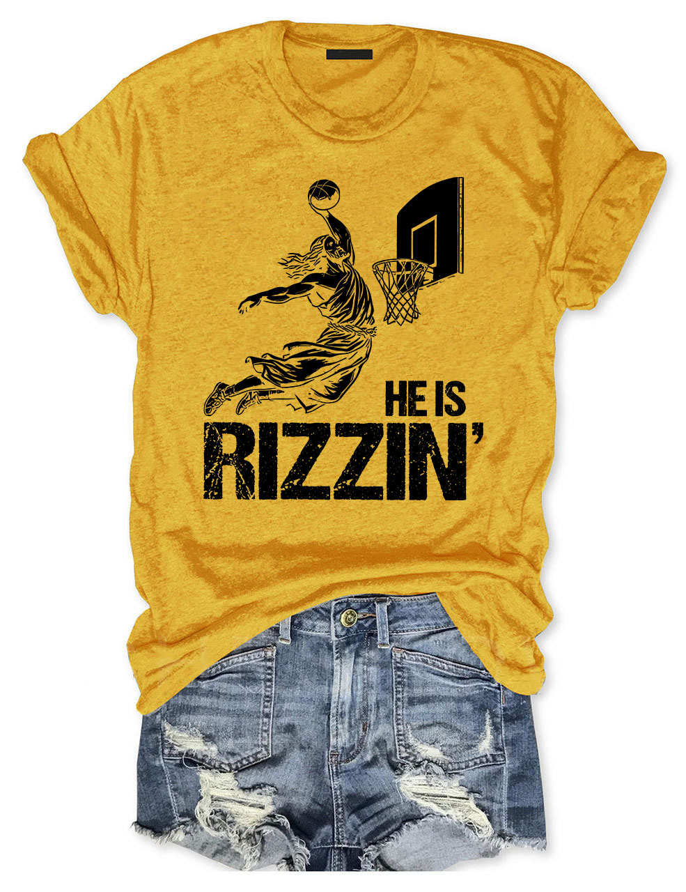 He is Rizzin Funny Jesus Playing Basketball T-shirt