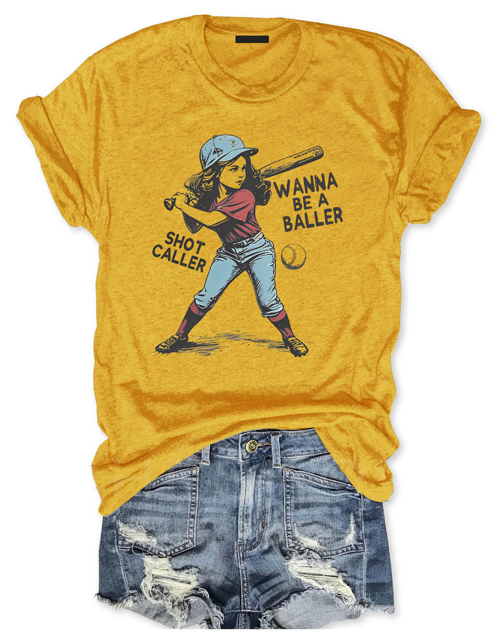 Wanna be a baller shot caller Retro baseball T-shirt