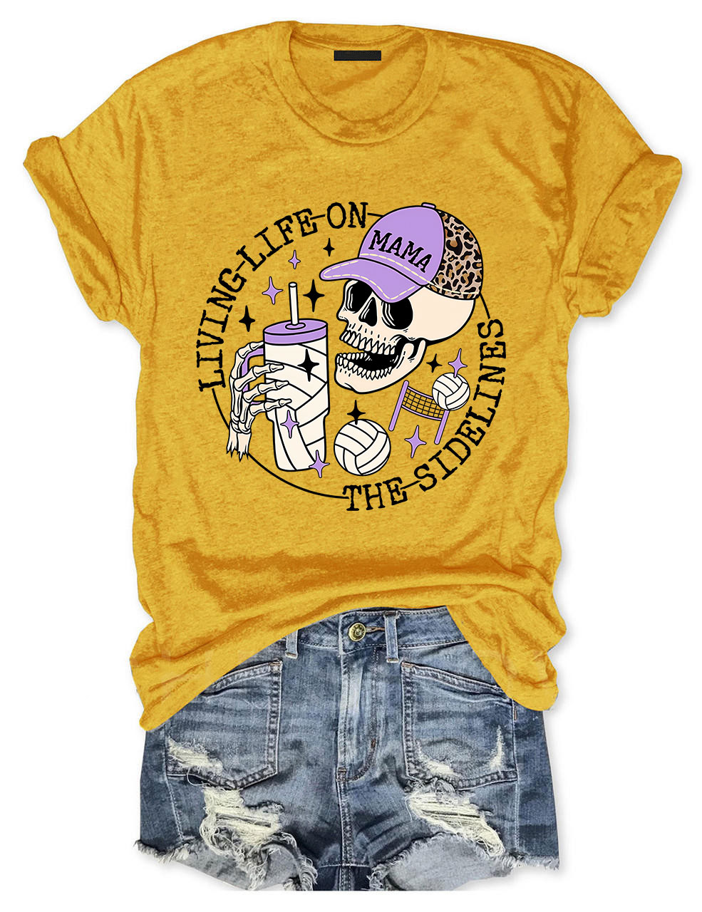 Living Life on the Bleachers Mama Skull Baseball Mom T-shirt