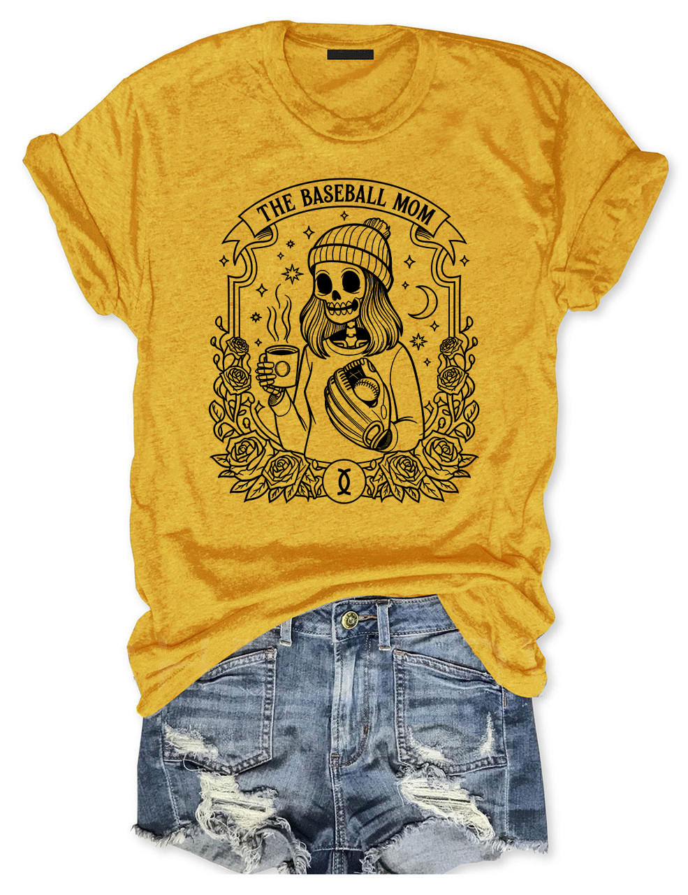 Funny Skeleton Baseball Mom Tarot Card T-shirt