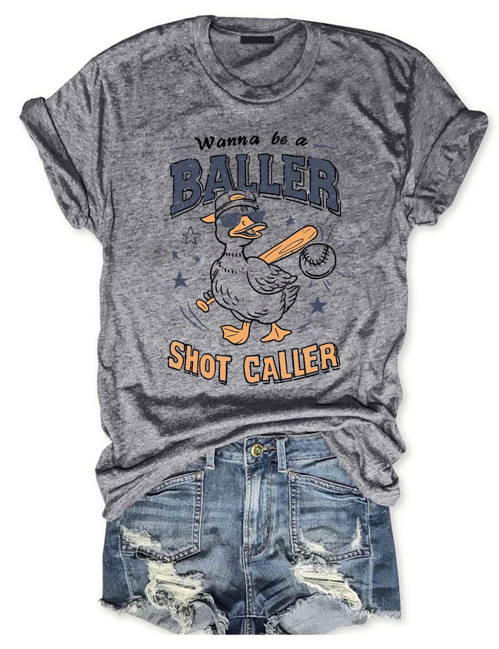 Wanna Be A Baller Shot Caller Funny Baseball T-Shirt