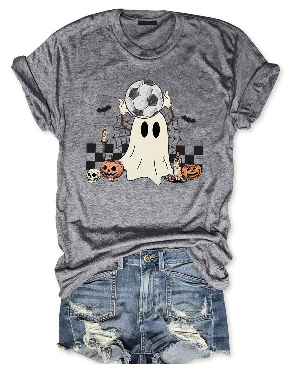 Retro Ghost Soccer Halloween T-Shirt