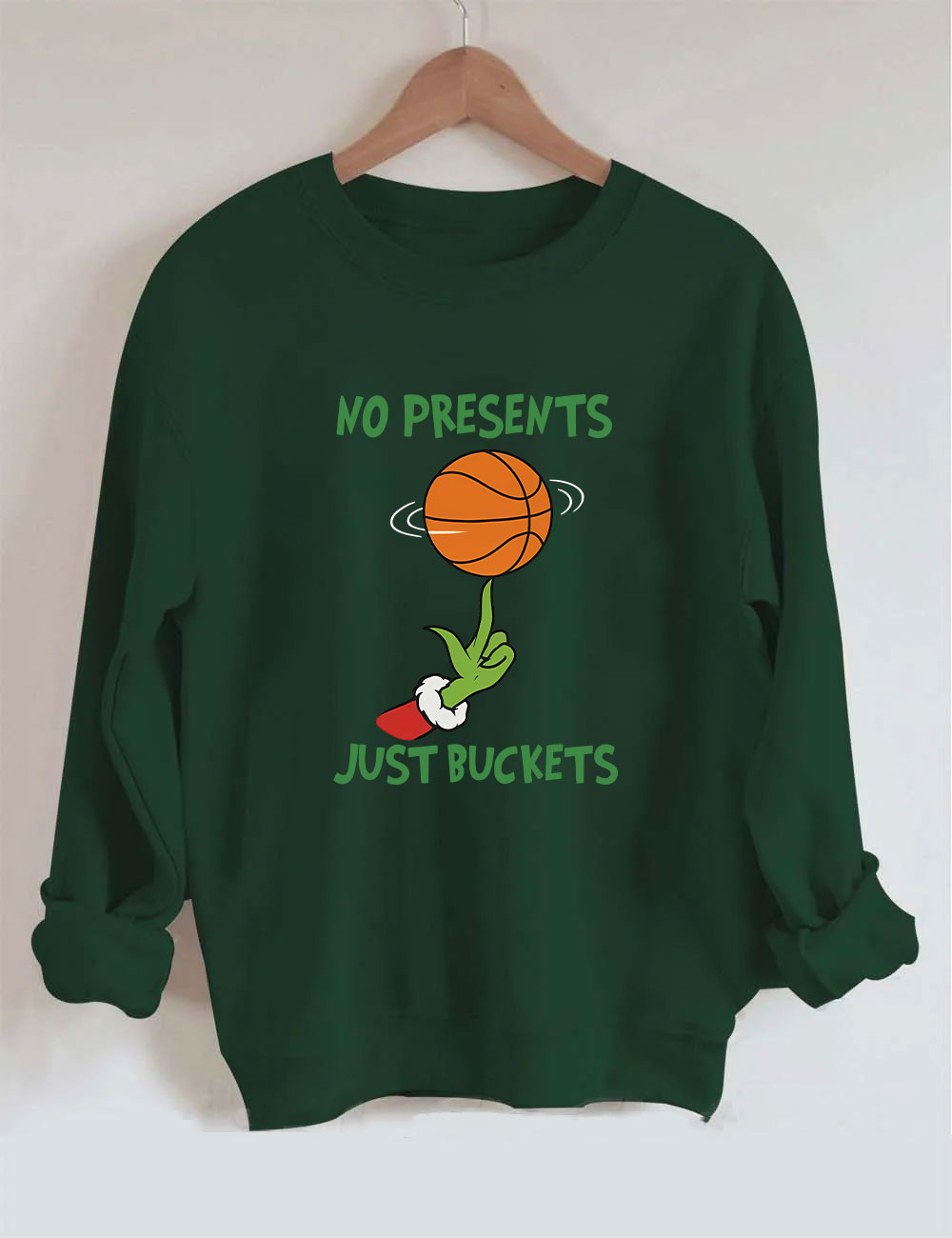 No Presents Just Buckets Grinch Basketball Sweatshirt