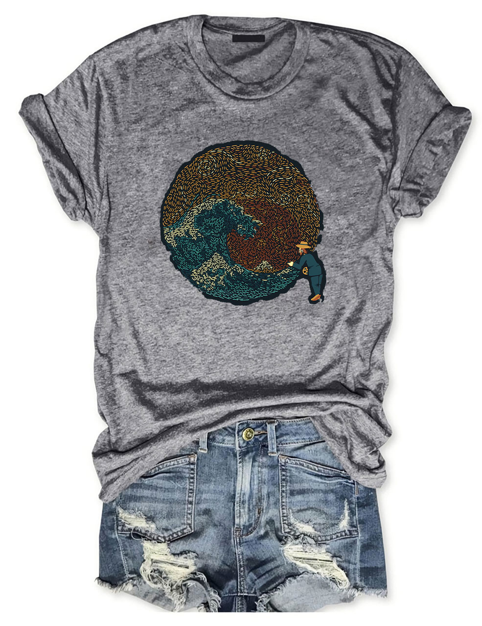 The Great Wave off Van Gogh by Tobe Fonseca Funny T-Shirt