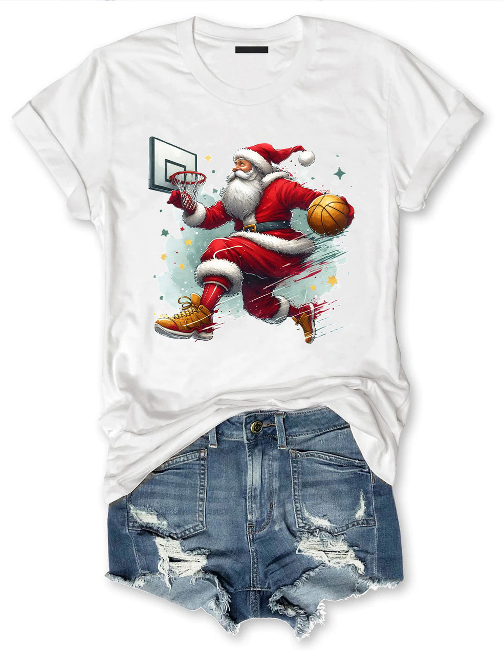 Funny Basketball Santa Merry Christmas T-shirt